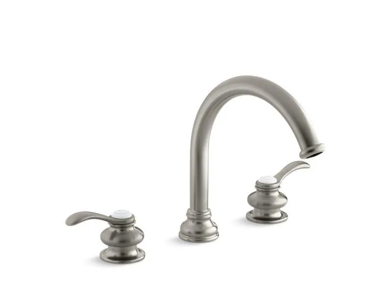 KOHLER K-T12885-4 Fairfax Deck-mount bath faucet trim with lever handles and traditional 8-7/8" non-diverter slip-fit spout, valve not included