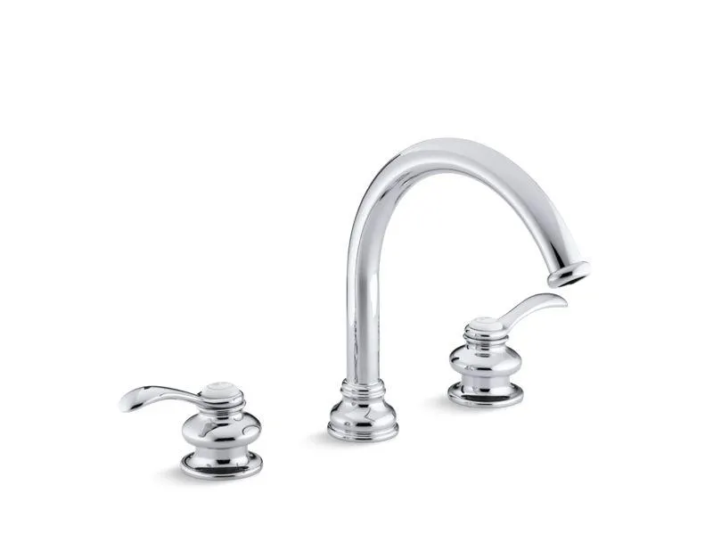 KOHLER K-T12885-4 Fairfax Deck-mount bath faucet trim with lever handles and traditional 8-7/8" non-diverter slip-fit spout, valve not included