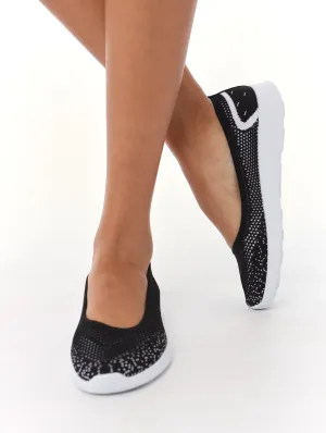 Ladies Sleek Knitted Pump Sneaker - Black
