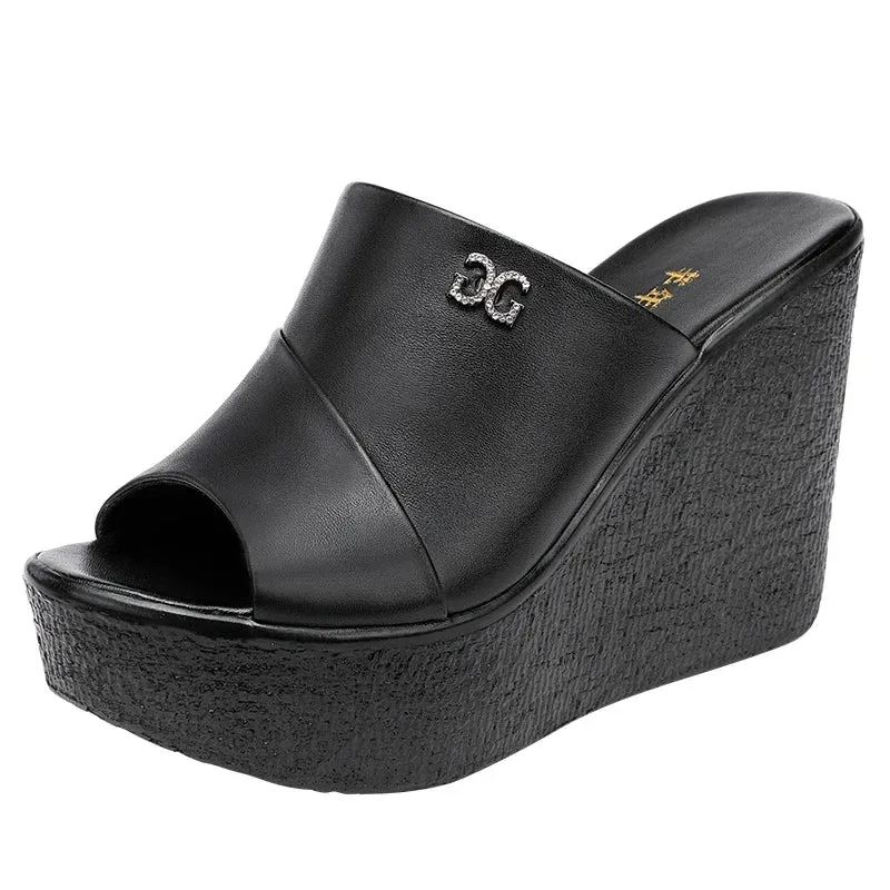 Ladies Slippers Fashion Platform Wedge Women's Sandals Designer High Heel Sandals Open Toe Fish Mouth Shoes