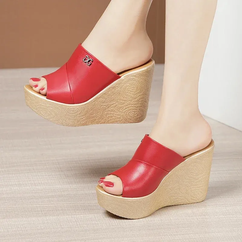 Ladies Slippers Fashion Platform Wedge Women's Sandals Designer High Heel Sandals Open Toe Fish Mouth Shoes