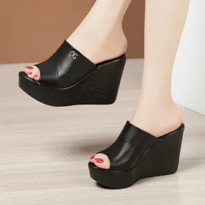 Ladies Slippers Fashion Platform Wedge Women's Sandals Designer High Heel Sandals Open Toe Fish Mouth Shoes