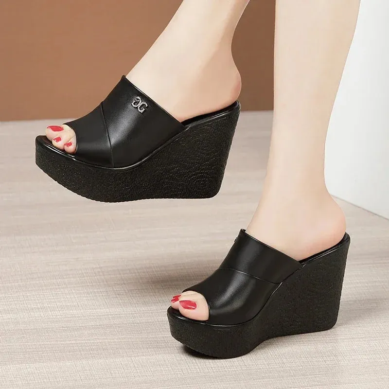 Ladies Slippers Fashion Platform Wedge Women's Sandals Designer High Heel Sandals Open Toe Fish Mouth Shoes