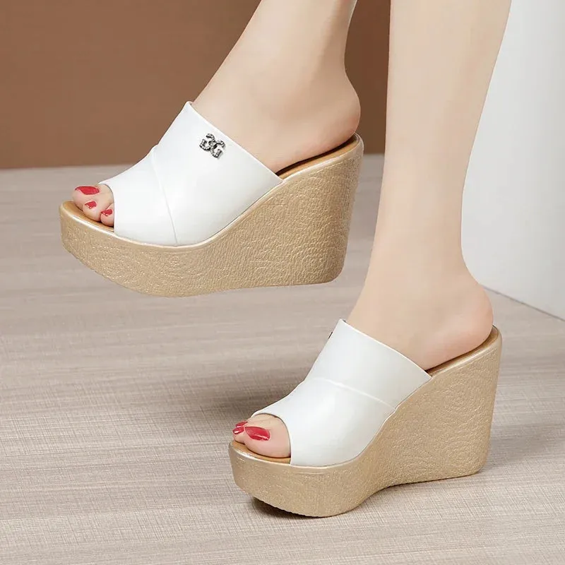 Ladies Slippers Fashion Platform Wedge Women's Sandals Designer High Heel Sandals Open Toe Fish Mouth Shoes