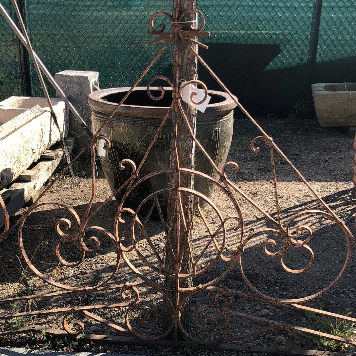 Large French Beaux Arts Wrought Iron Gate / Door Architectural Transom Grille
