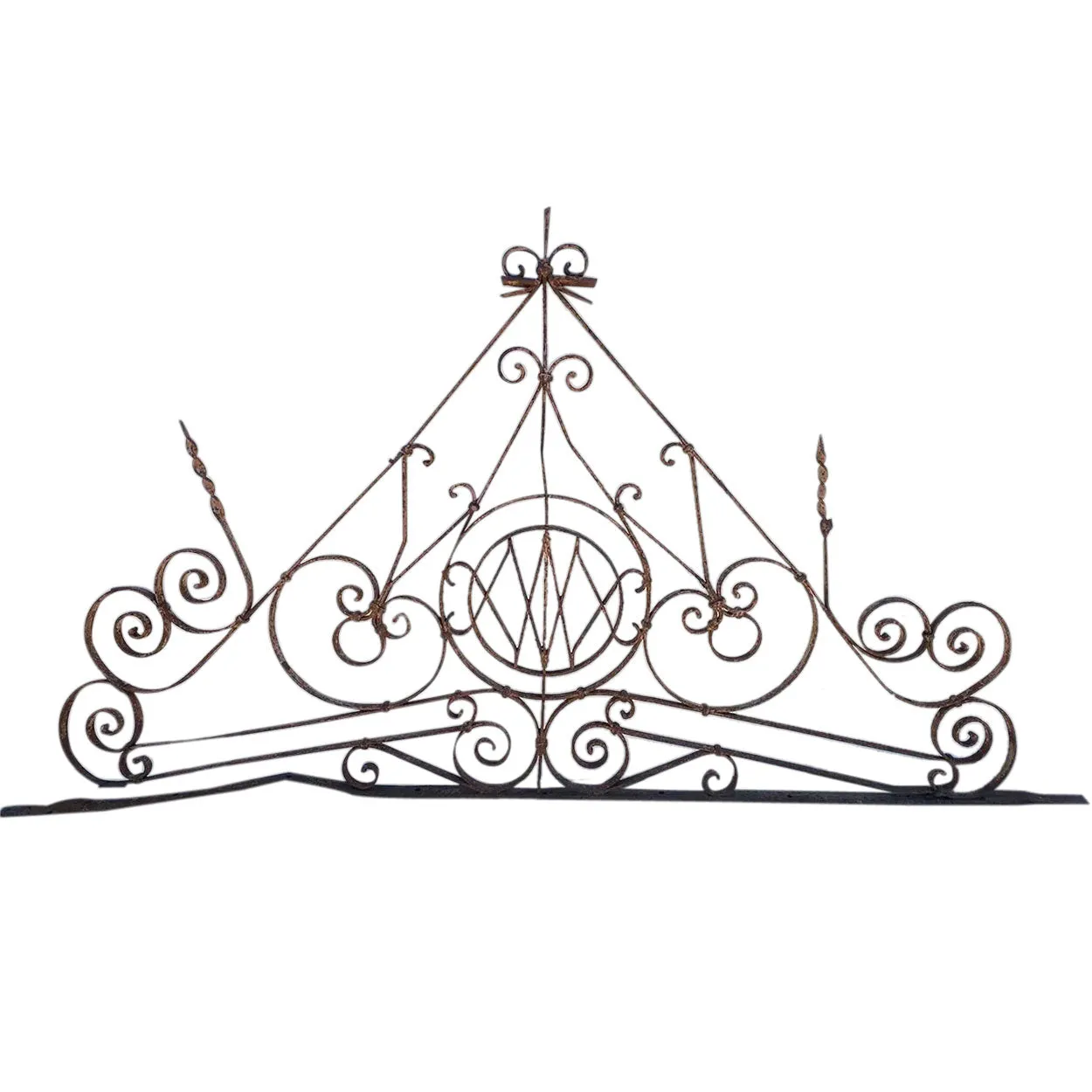 Large French Beaux Arts Wrought Iron Gate / Door Architectural Transom Grille