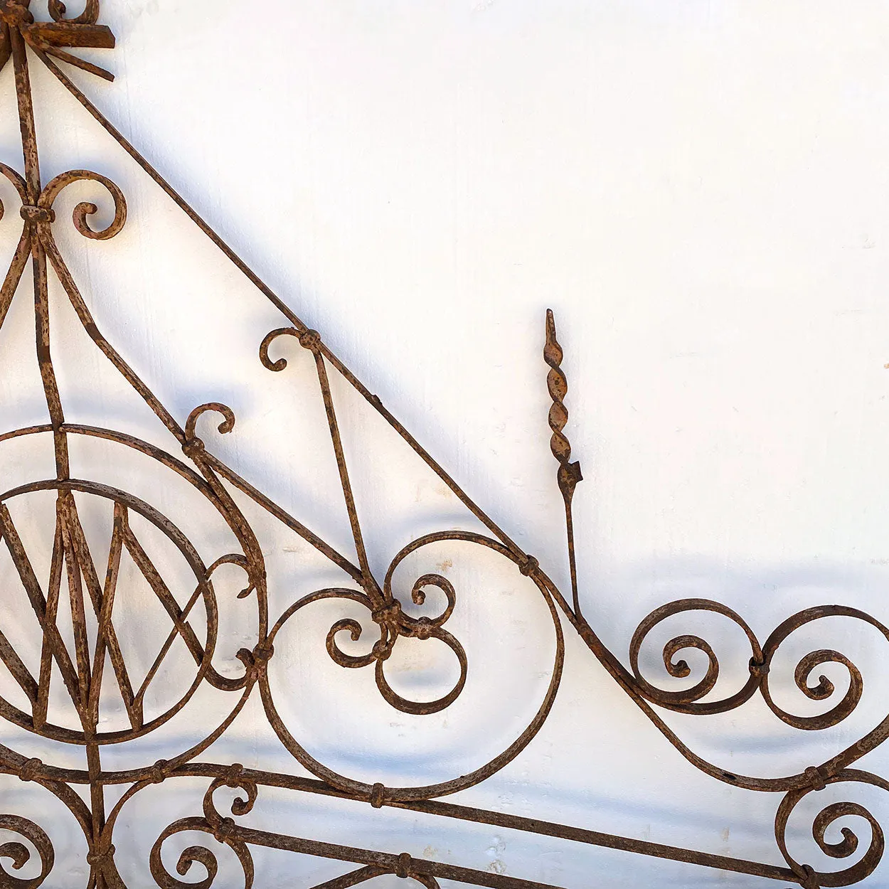 Large French Beaux Arts Wrought Iron Gate / Door Architectural Transom Grille