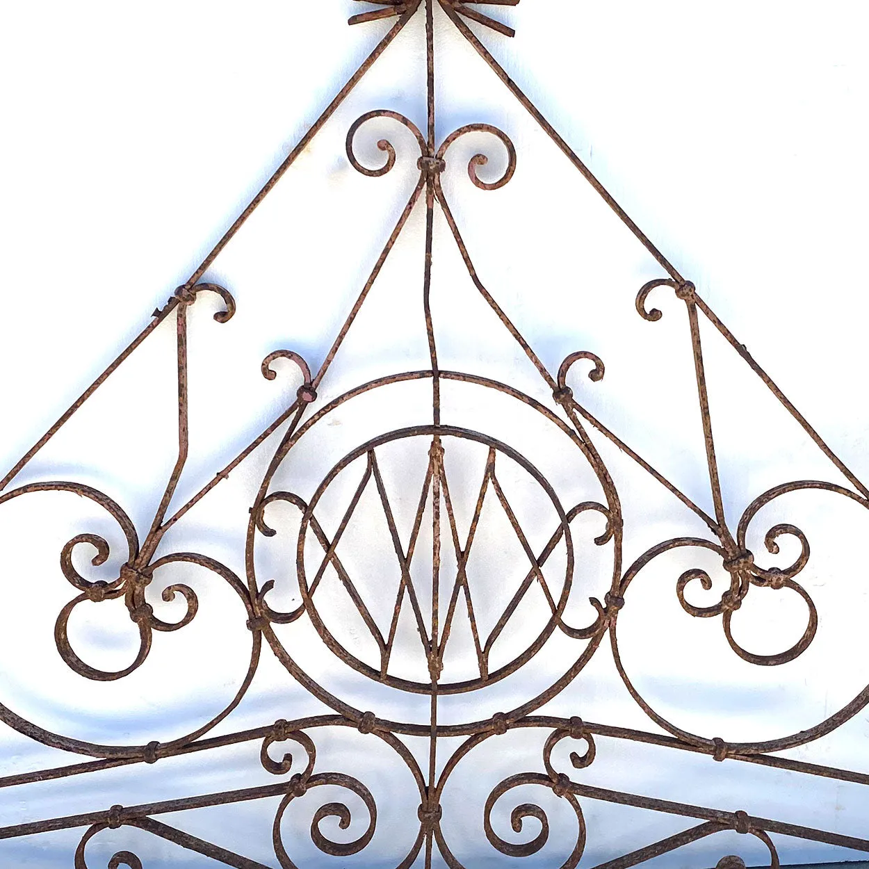 Large French Beaux Arts Wrought Iron Gate / Door Architectural Transom Grille