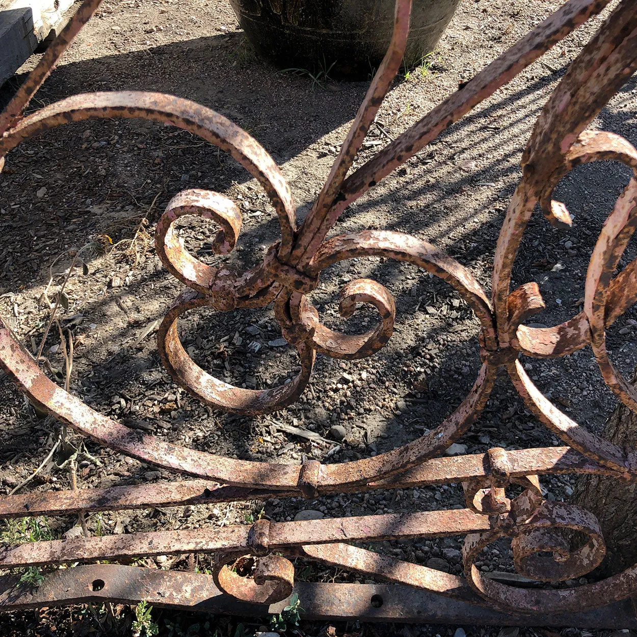 Large French Beaux Arts Wrought Iron Gate / Door Architectural Transom Grille