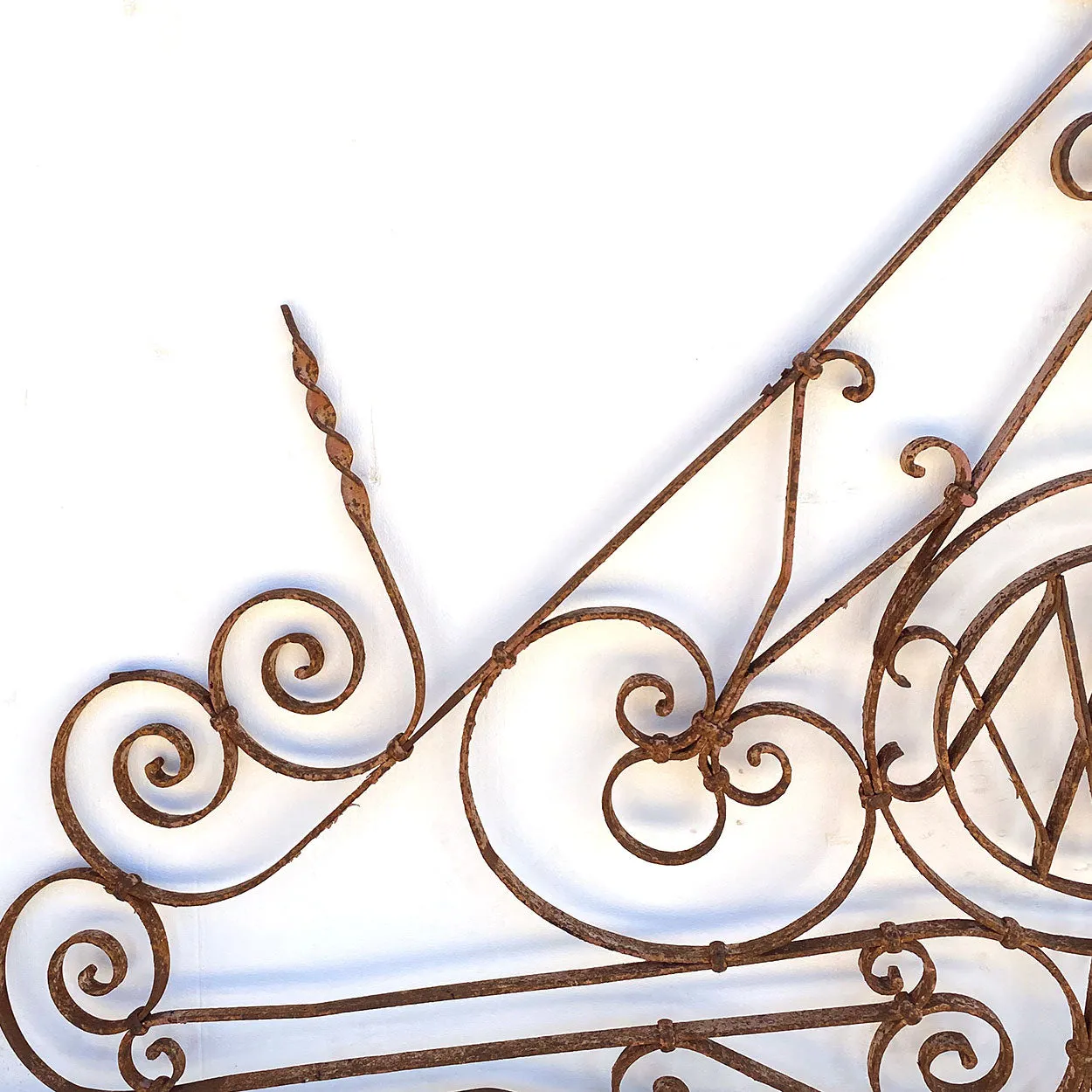 Large French Beaux Arts Wrought Iron Gate / Door Architectural Transom Grille