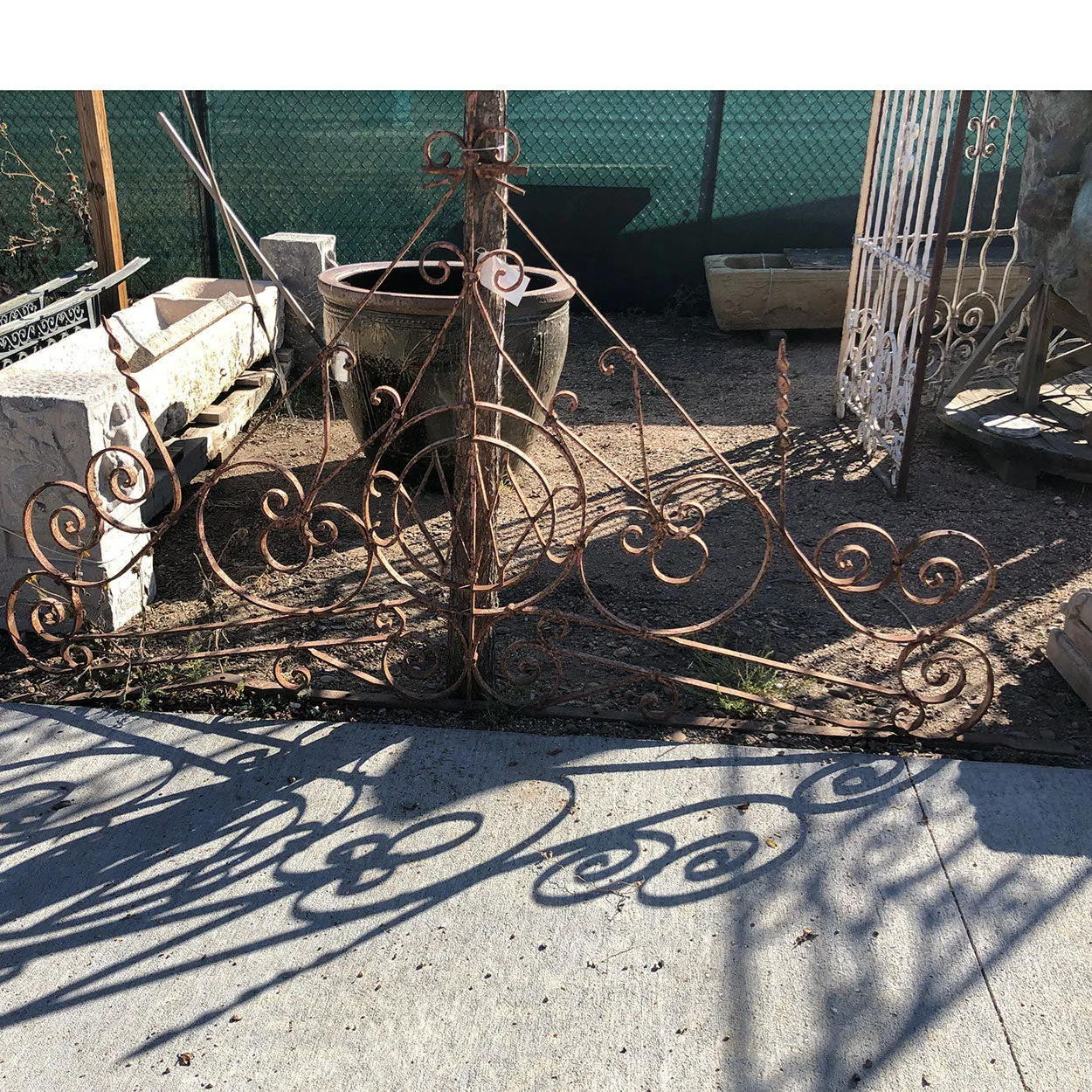 Large French Beaux Arts Wrought Iron Gate / Door Architectural Transom Grille