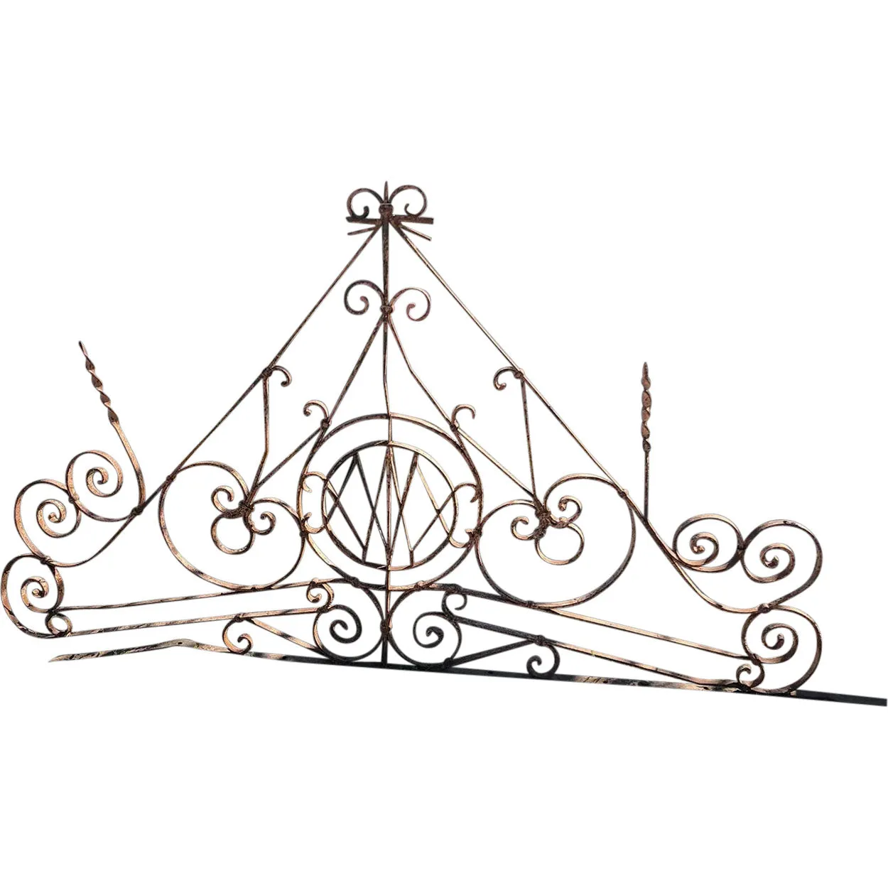 Large French Beaux Arts Wrought Iron Gate / Door Architectural Transom Grille
