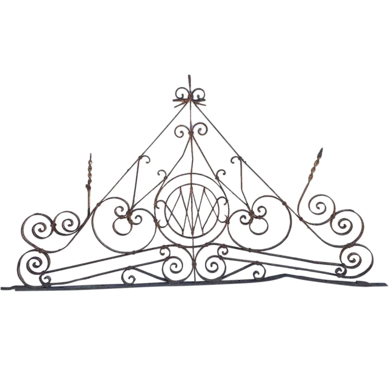 Large French Beaux Arts Wrought Iron Gate / Door Architectural Transom Grille