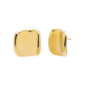 Large Solid Indented Square Stud Earring