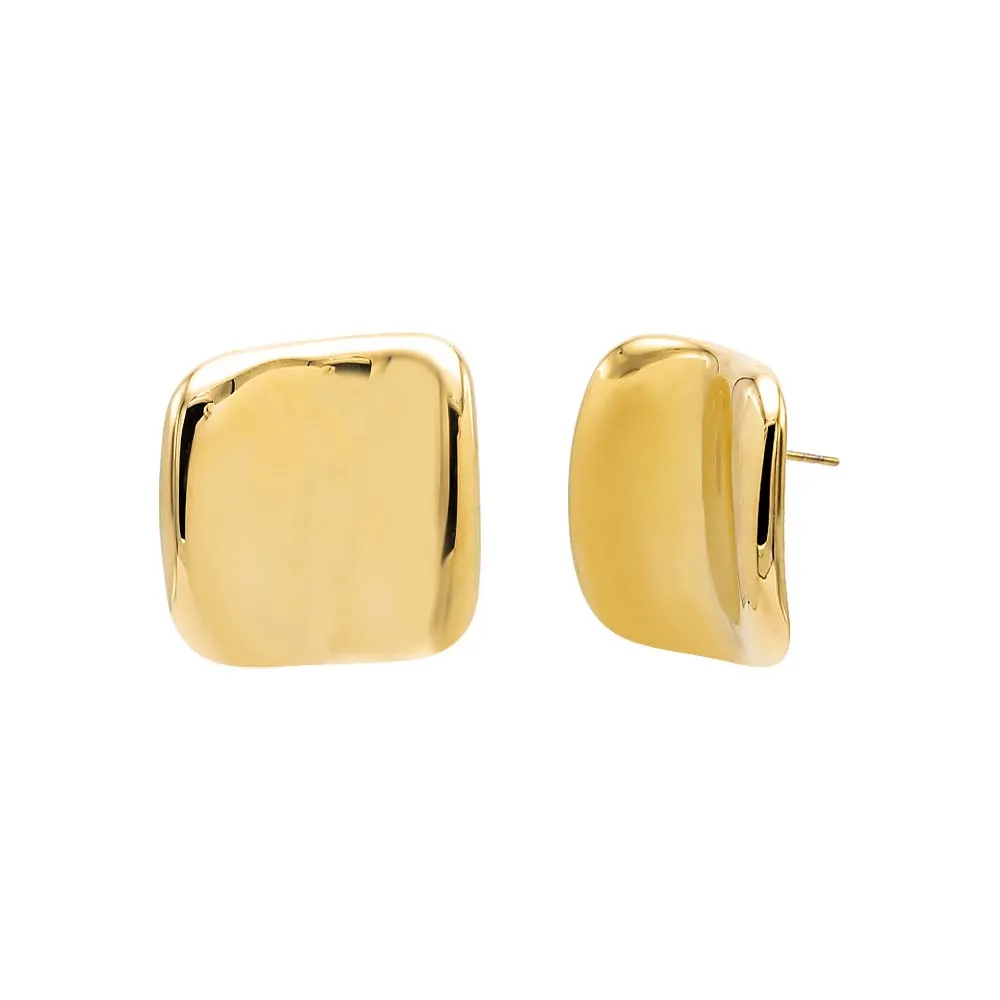 Large Solid Indented Square Stud Earring