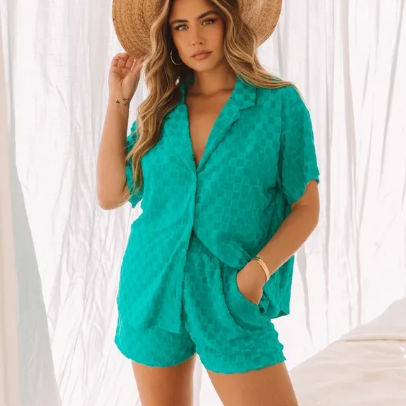 Le Lis Teal 2-Piece Shorts Set