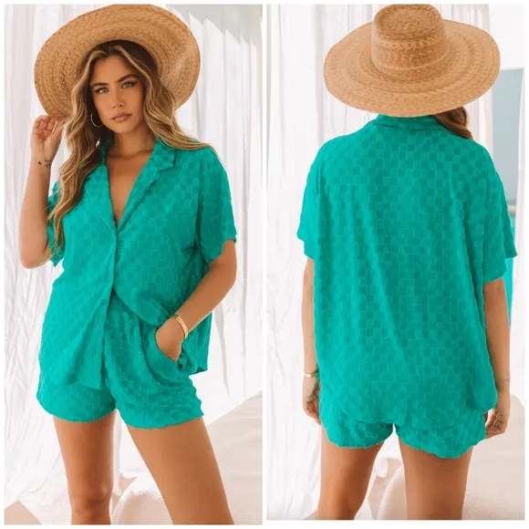 Le Lis Teal 2-Piece Shorts Set
