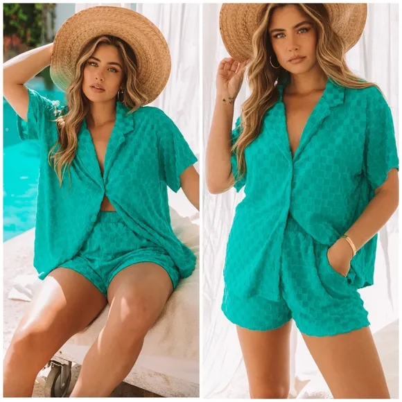 Le Lis Teal 2-Piece Shorts Set