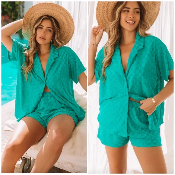 Le Lis Teal 2-Piece Shorts Set
