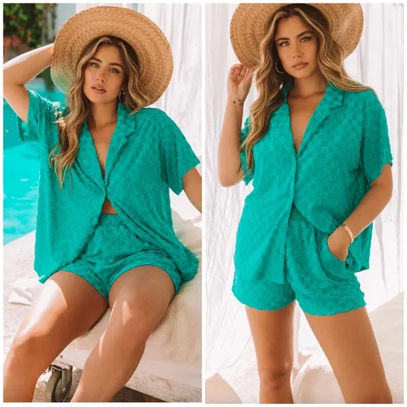 Le Lis Teal 2-Piece Shorts Set