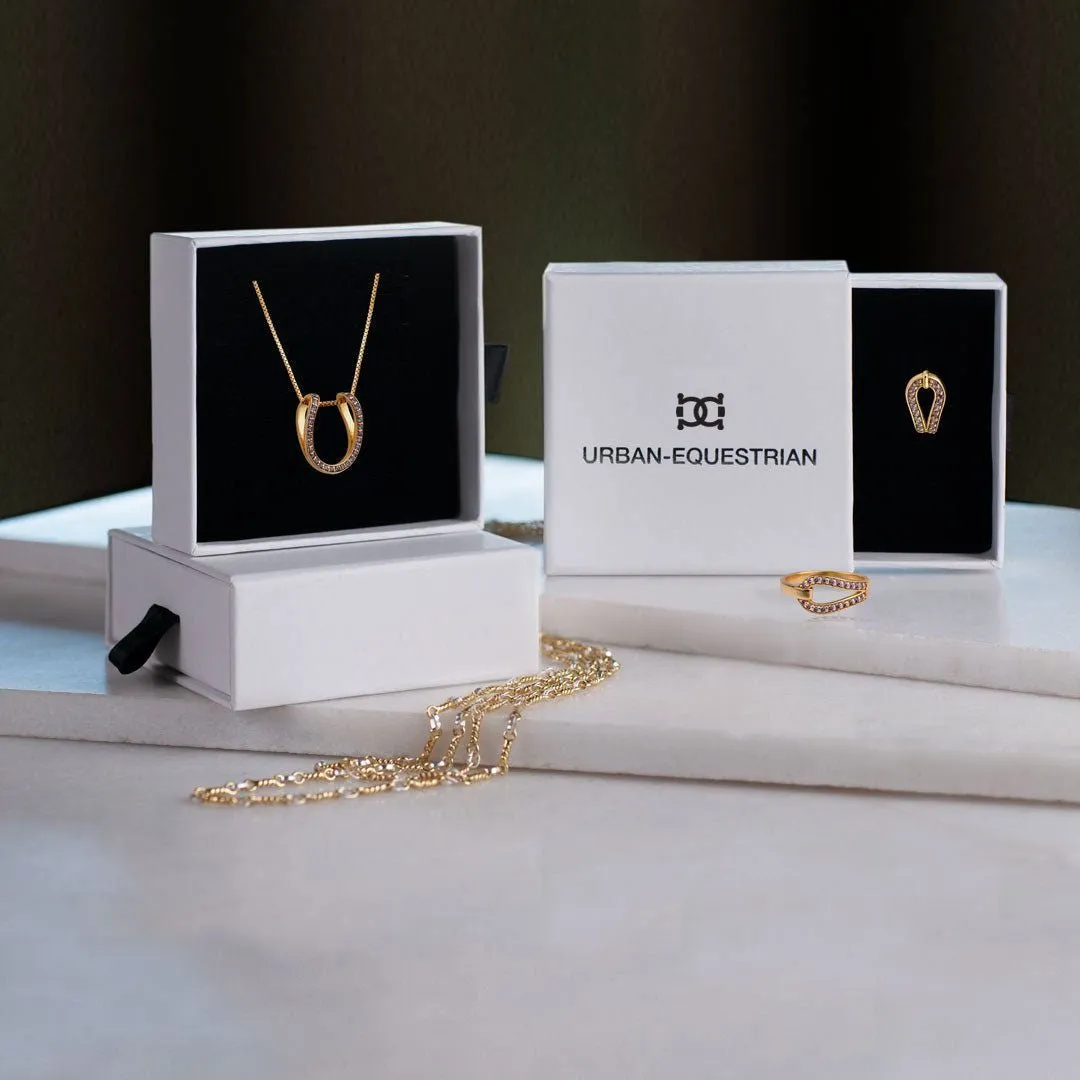 Levade - Moissanite Black Stone 14K Gold vermeil Horseshoe Earring