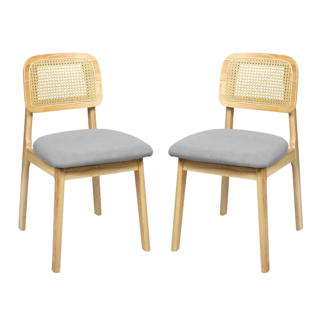 Levede 2x Dining Chair Wood Rattan Armless Natural