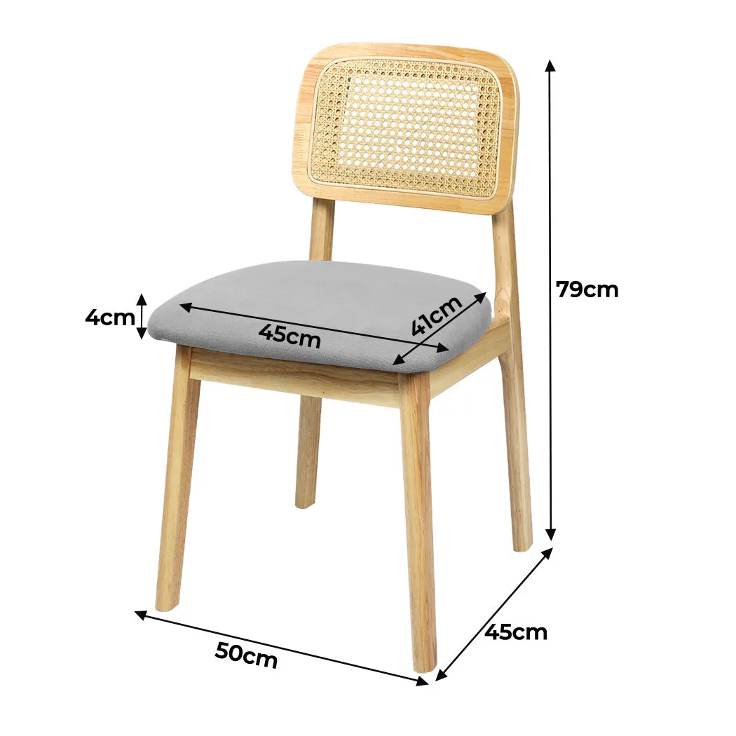 Levede 2x Dining Chair Wood Rattan Armless Natural