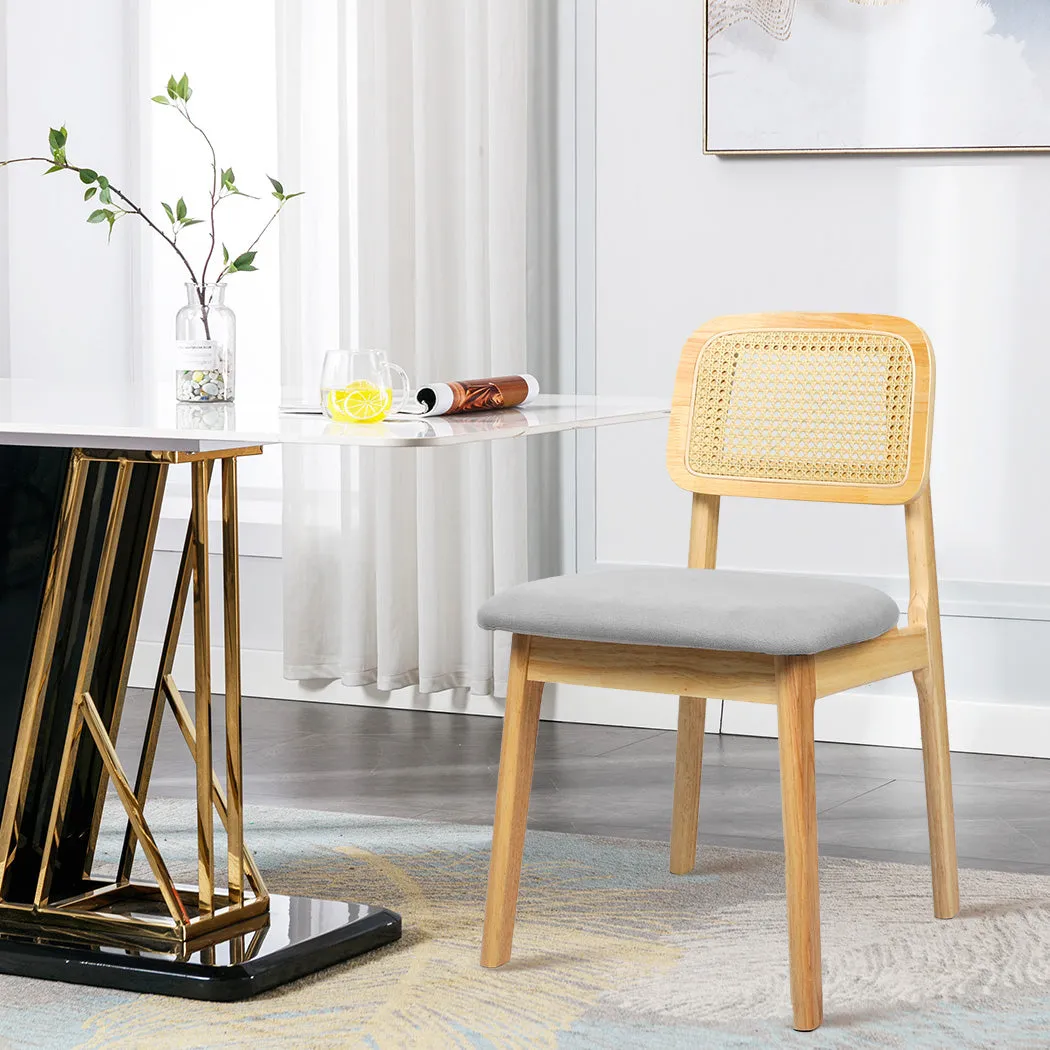 Levede 2x Dining Chair Wood Rattan Armless Natural