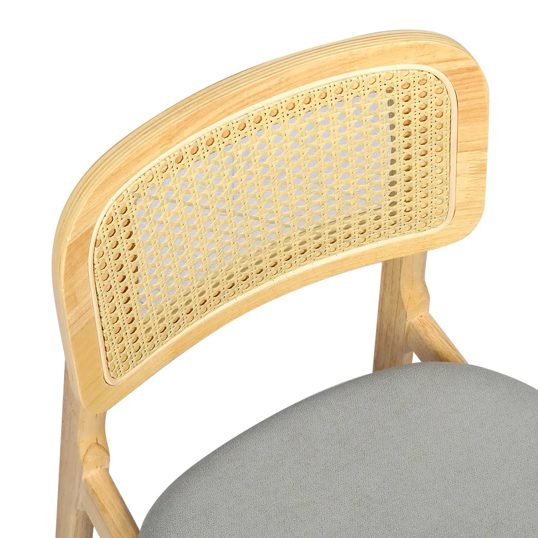Levede 2x Dining Chair Wood Rattan Armless Natural