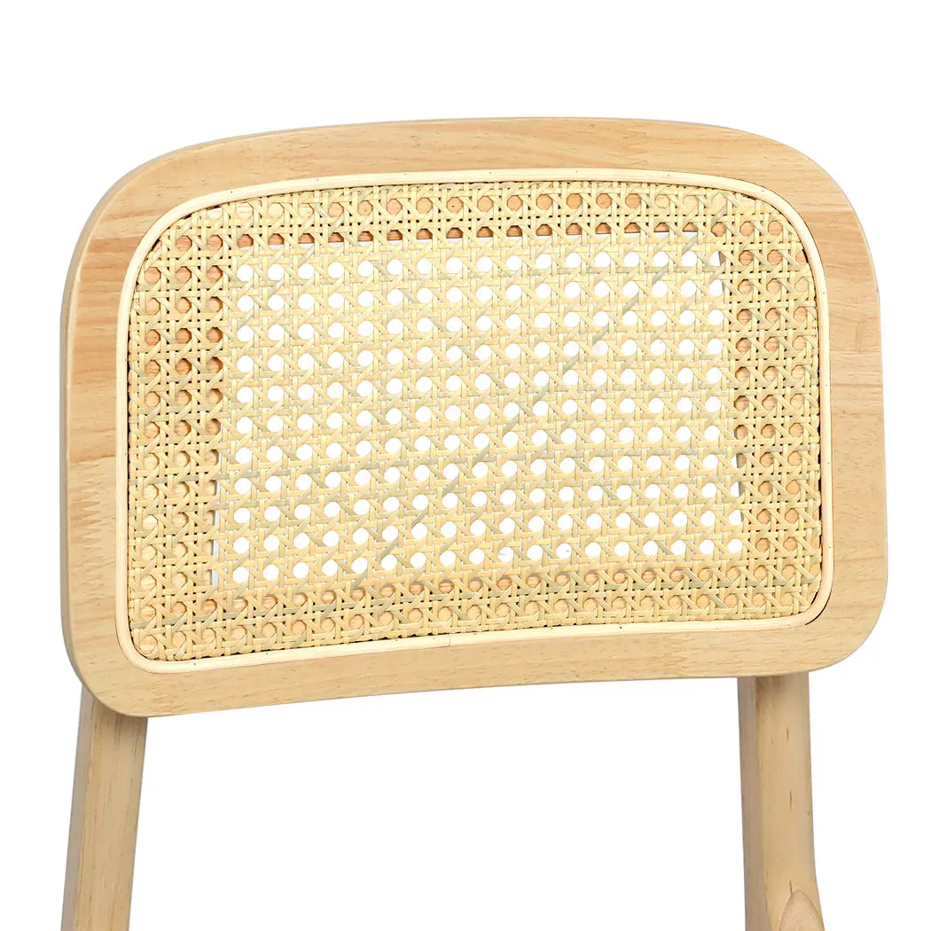 Levede 2x Dining Chair Wood Rattan Armless Natural