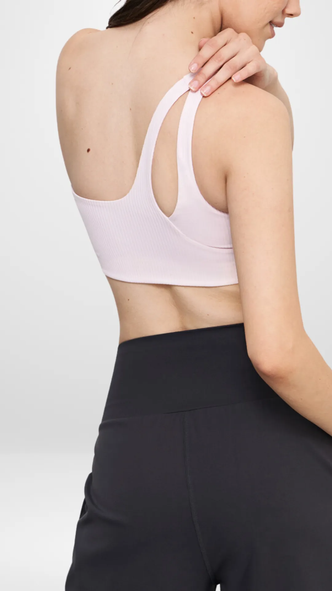 Light Ribbed Aria One-Shoulder Sports Bra