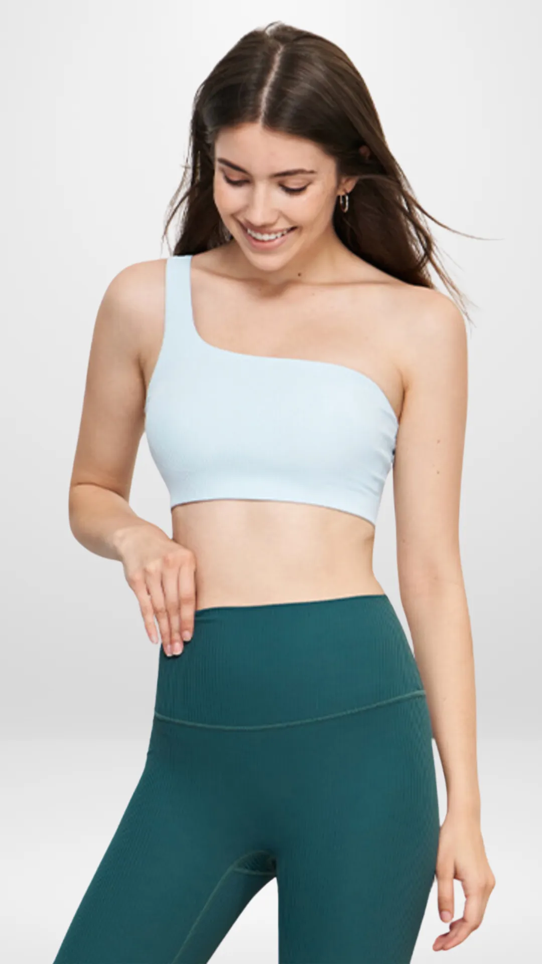 Light Ribbed Aria One-Shoulder Sports Bra