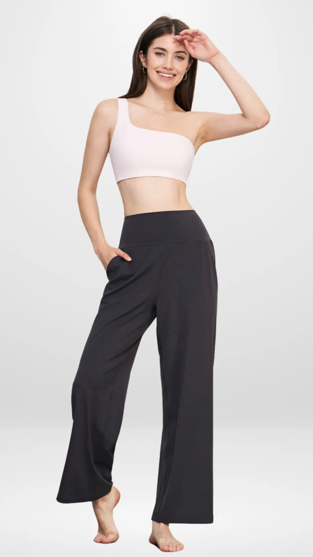 Light Ribbed Aria One-Shoulder Sports Bra