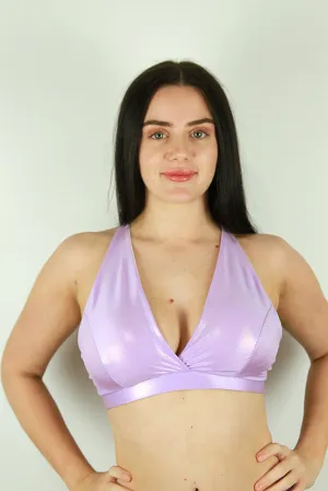 Lilac Sparkle Push Up Plunge Sports Bra