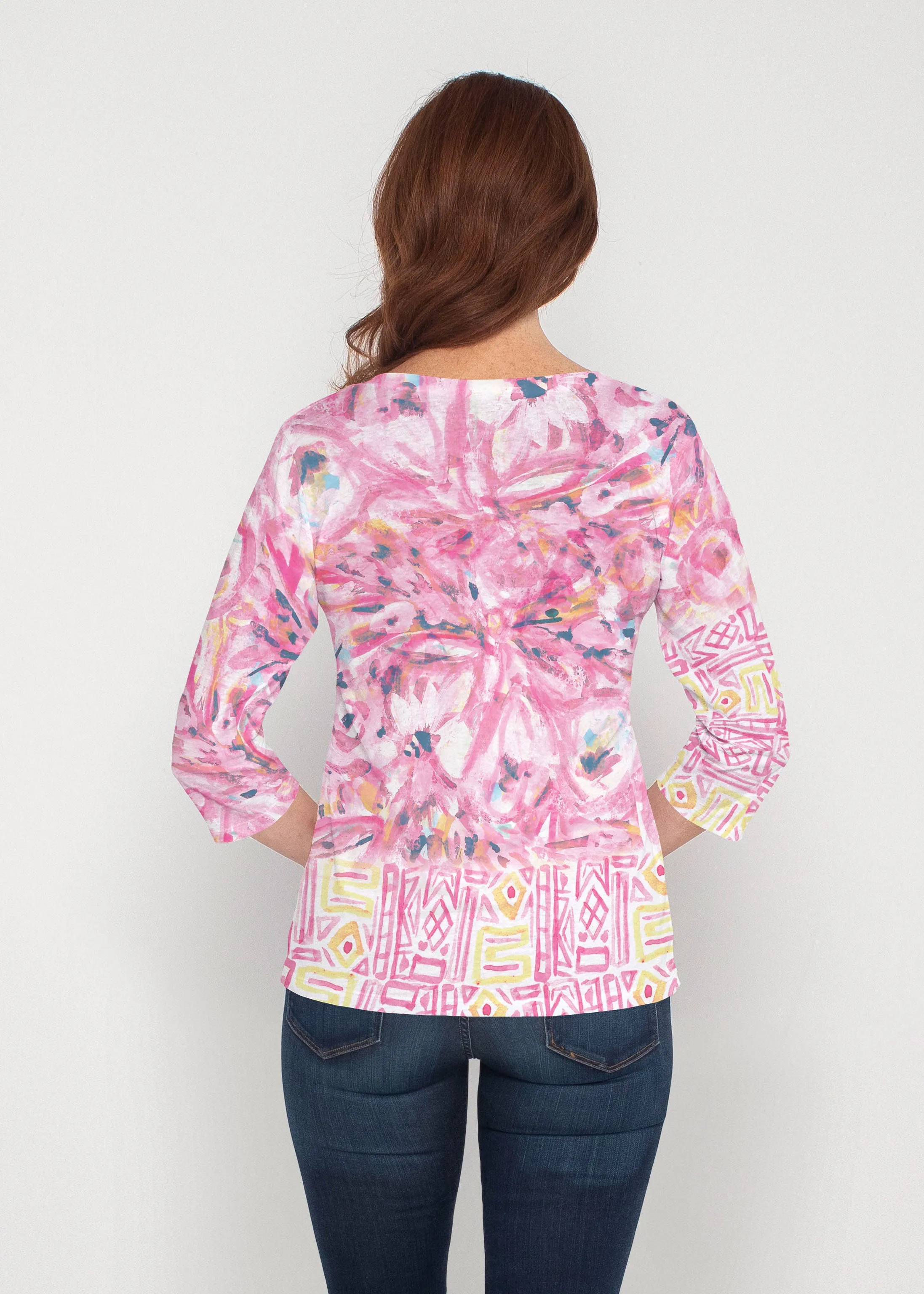 Lilly Pink (17250) ~ Signature 3/4 Sleeve V-Neck Top