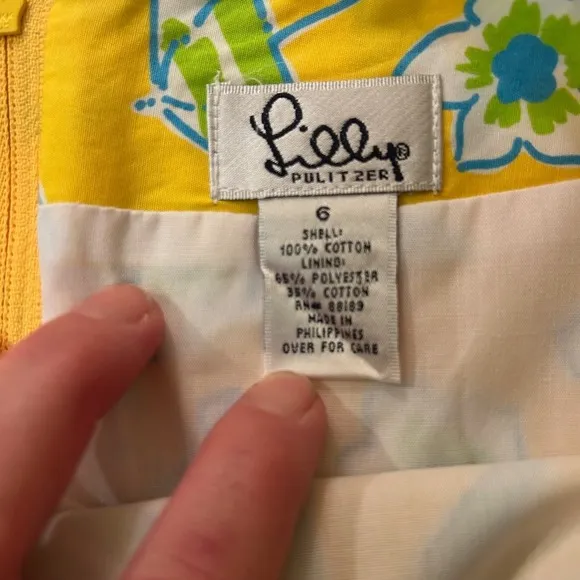 Lilly Pulitzer Les Monkey Print Yellow Skirt Size 6 Vintage White Label