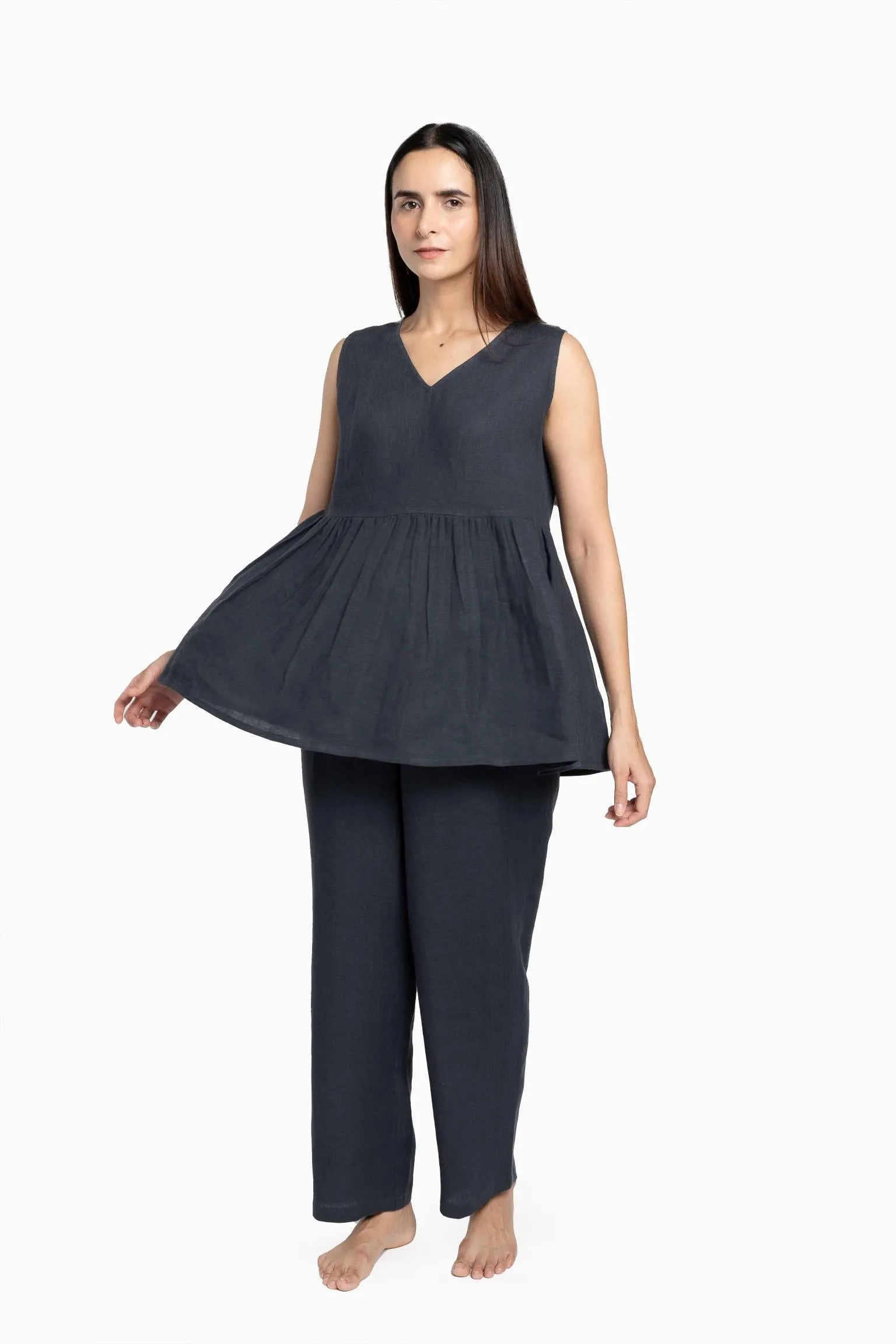 Linen Flavia Co-Ord Set-Stormy Blue