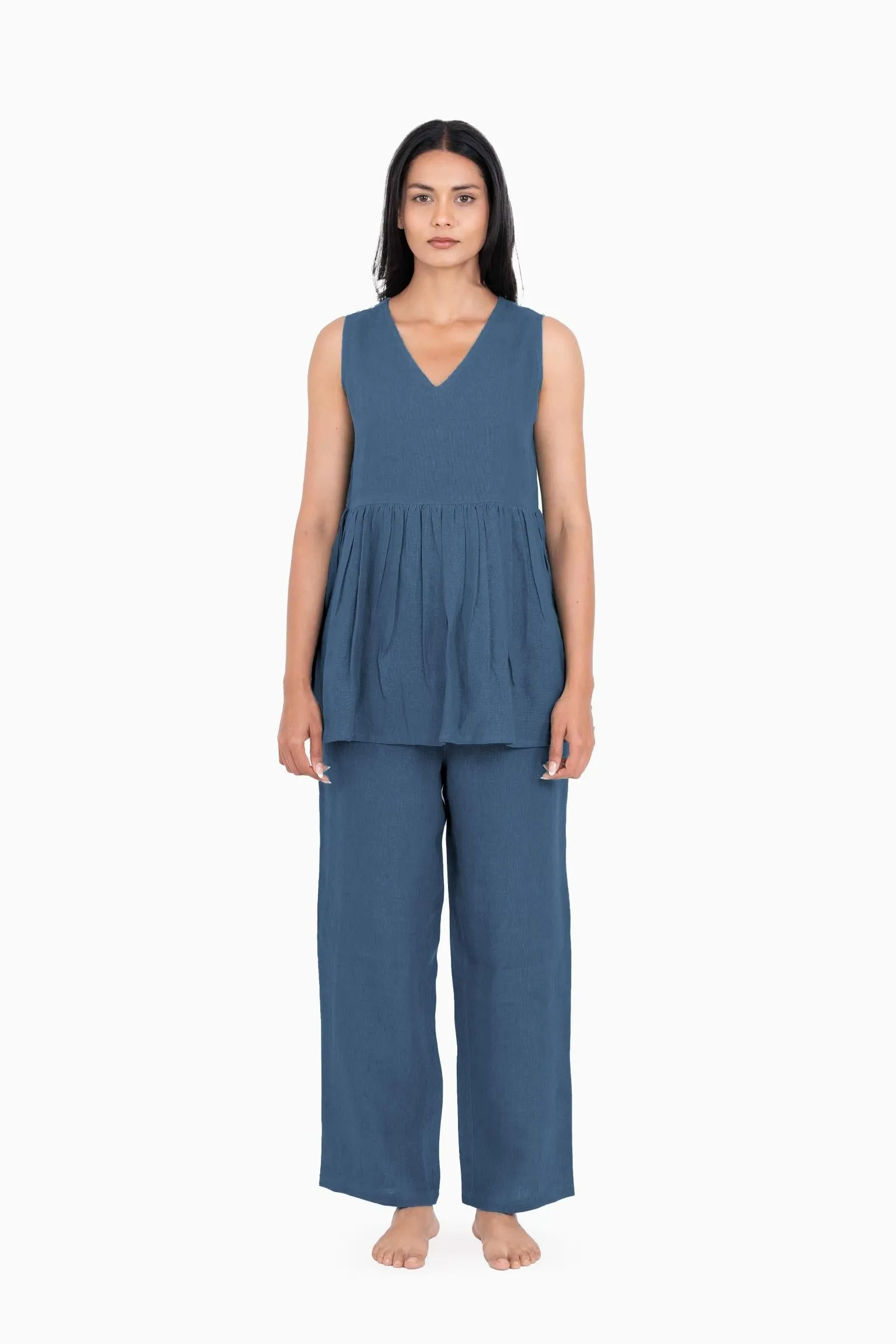 Linen Flavia Co-Ord Set-Stormy Blue