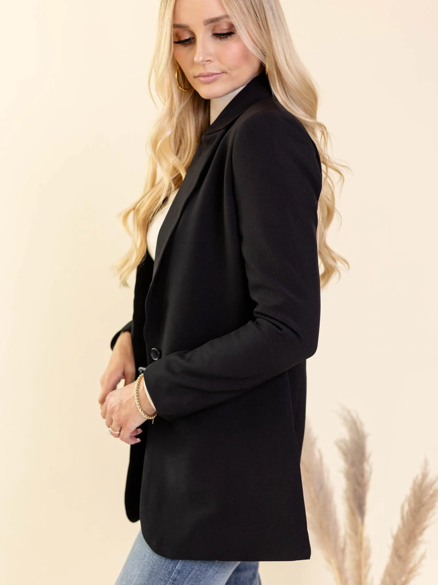 Liverpool Black Button Front Boyfriend Blazer