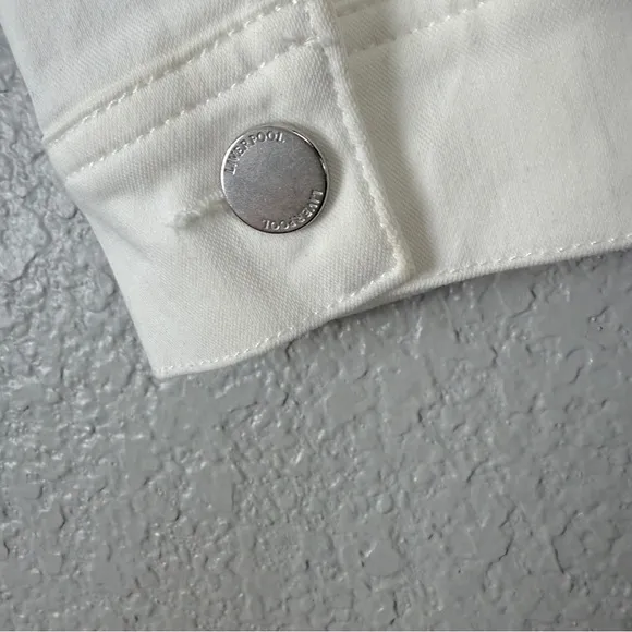 Liverpool Classic Jean Jacket, White S - Stretchy, Casual, Denim, Knit