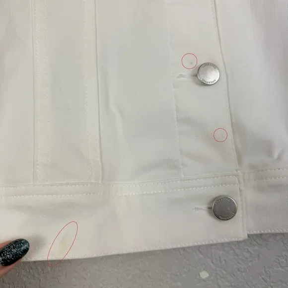 Liverpool Classic Jean Jacket, White S - Stretchy, Casual, Denim, Knit