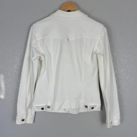 Liverpool Classic Jean Jacket, White S - Stretchy, Casual, Denim, Knit
