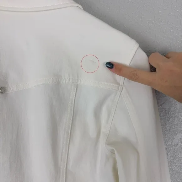 Liverpool Classic Jean Jacket, White S - Stretchy, Casual, Denim, Knit