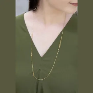 Long Necklace 14K Gold over Stainless Steel  Minimalist