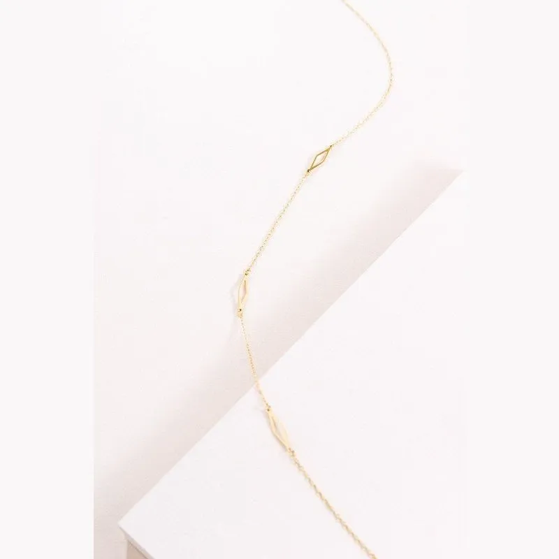 Long Necklace 14K Gold over Stainless Steel  Minimalist