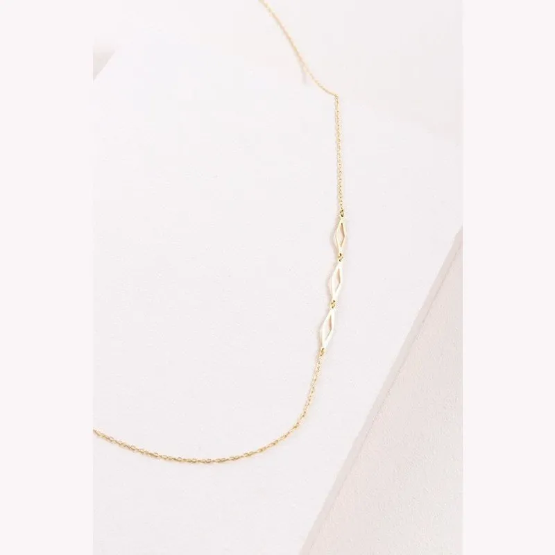 Long Necklace 14K Gold over Stainless Steel  Minimalist