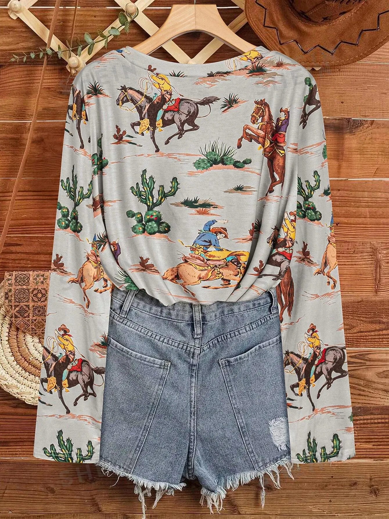 Long Sleeve Retro Cowgirl Top