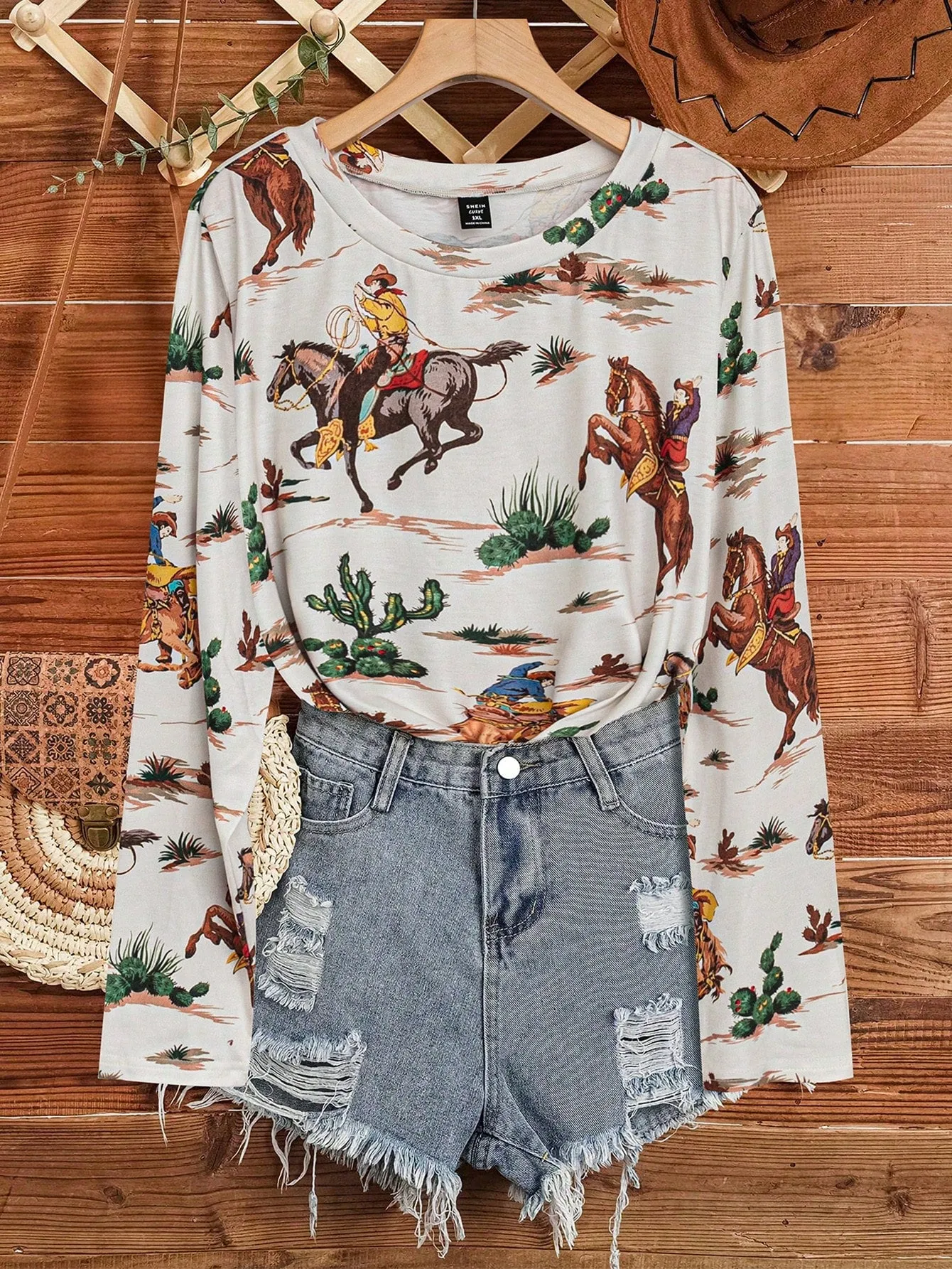 Long Sleeve Retro Cowgirl Top
