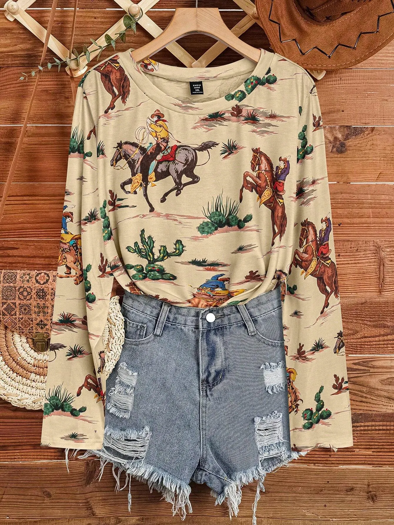 Long Sleeve Retro Cowgirl Top