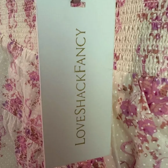 Love Shack Fancy Aldana Skirt Size Large Pink Floral Pink Bows New with …